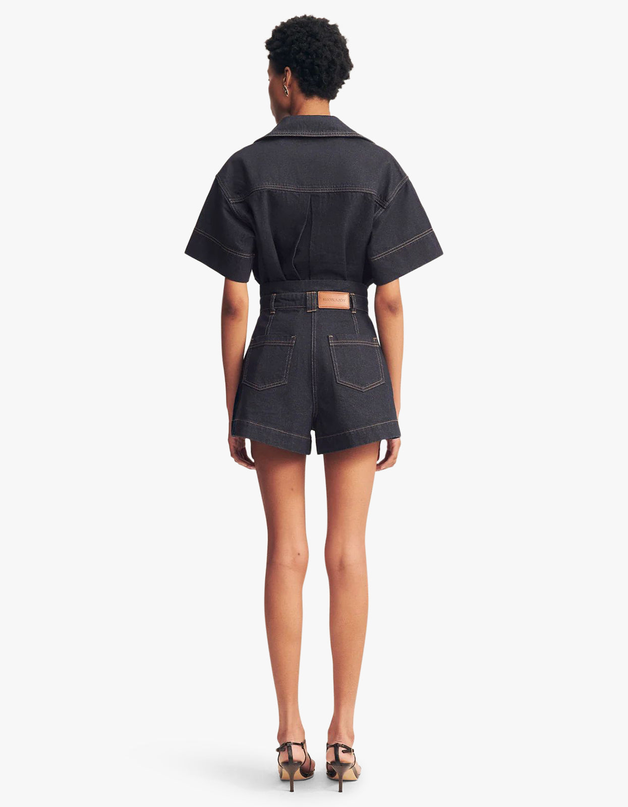 Rita High Waisted Flared Short - Deep Indigo