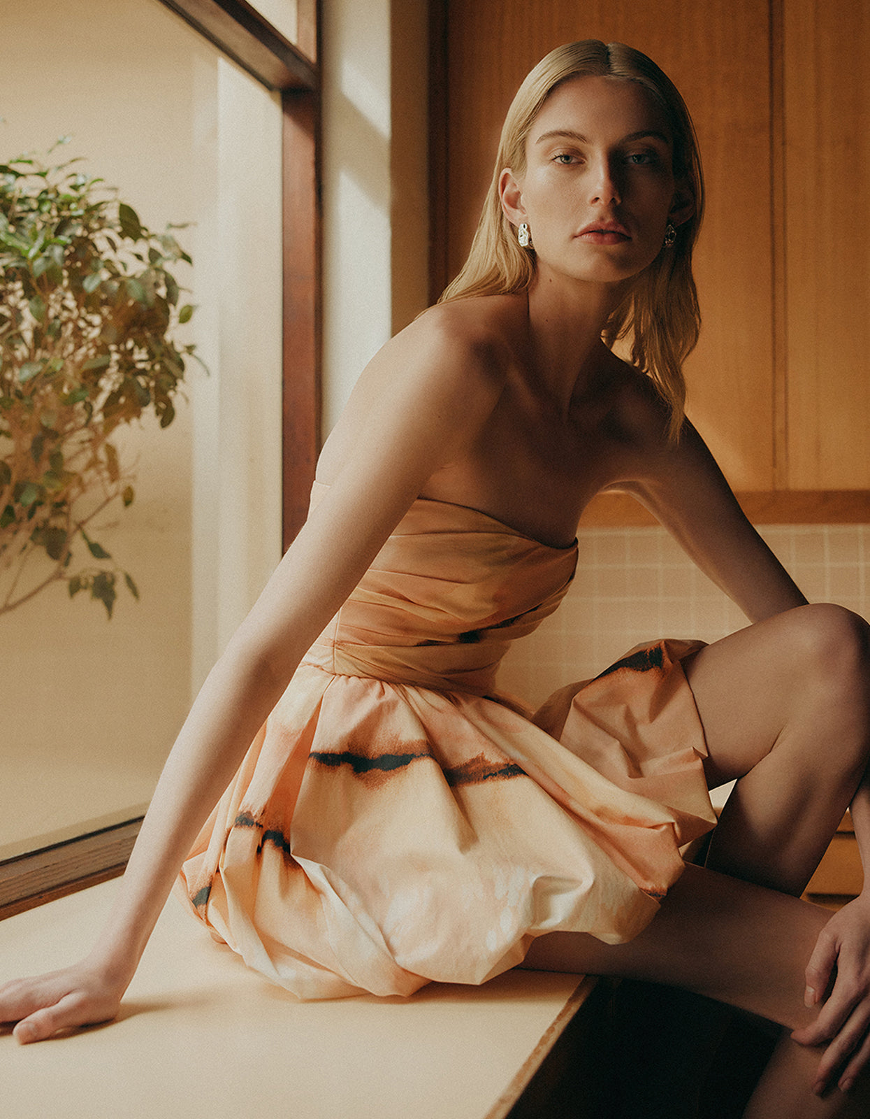 Larissa Draped Bubble Mini Dress - Peach