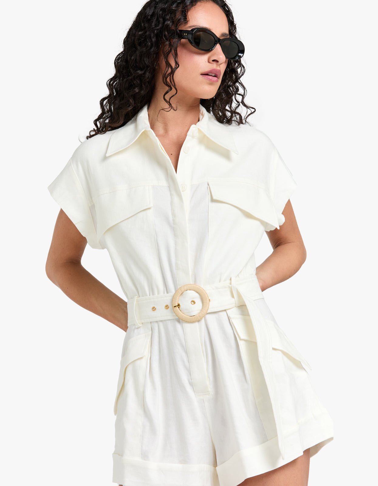 Kasbah Utility Playsuit - Rice