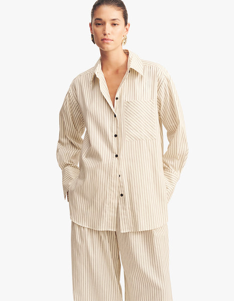 Hudson Shirt - Blanc Pinstripe – Superette