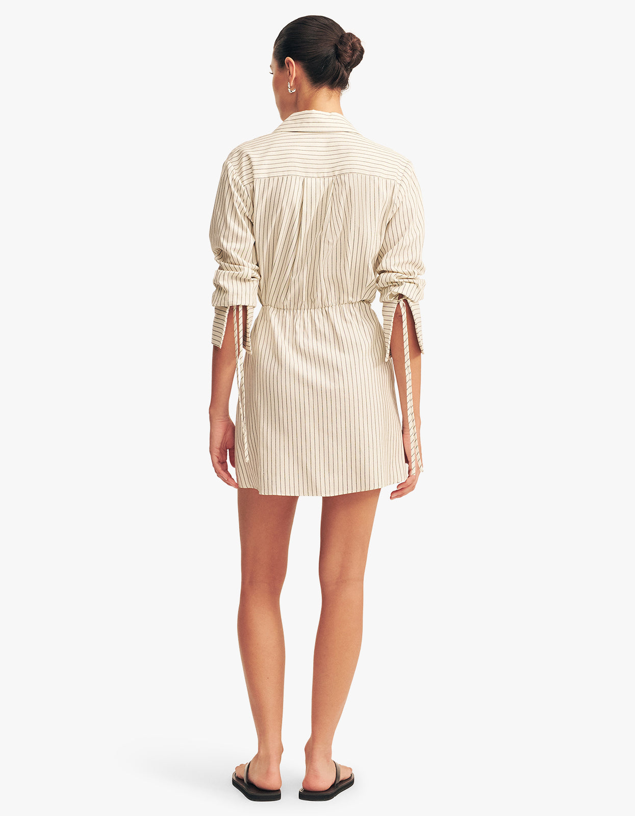 Hudson Shirt Wrap Mini Dress - Blanc Pinstripe