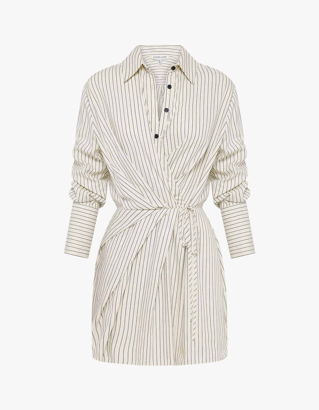 Hudson Shirt Wrap Mini Dress - Blanc Pinstripe