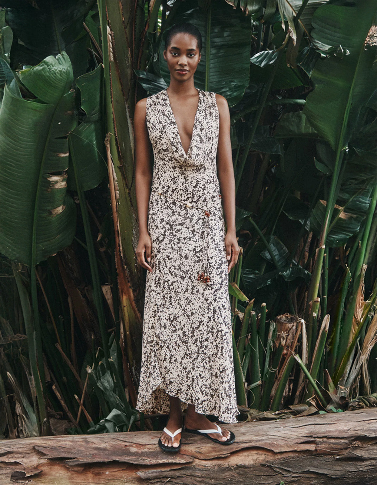 Ophelia Low Cowl Maxi Dress - Pavement Mult