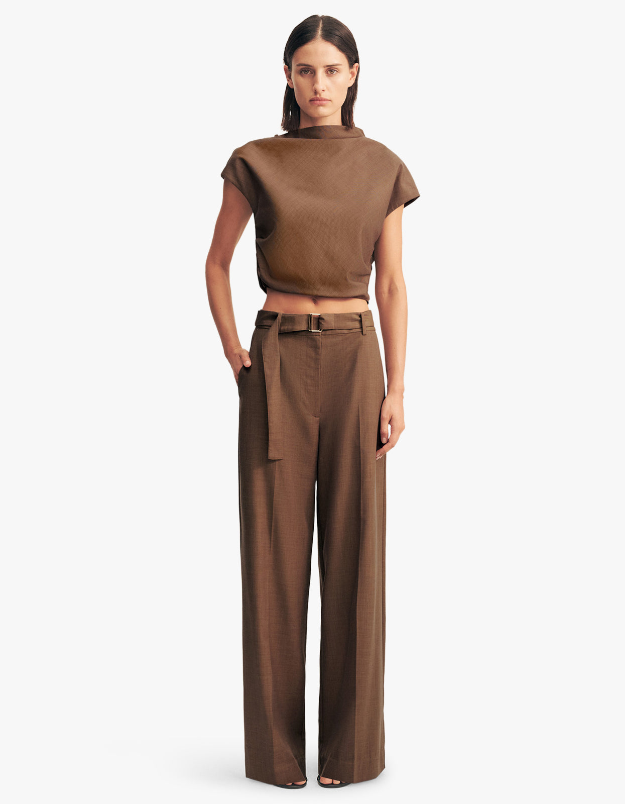 Asher Wide Leg Pant - Saddle