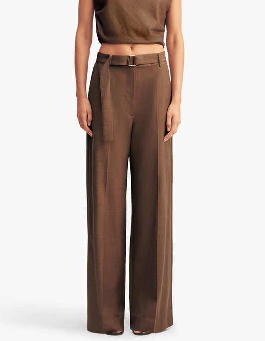 Asher Wide Leg Pant - Saddle