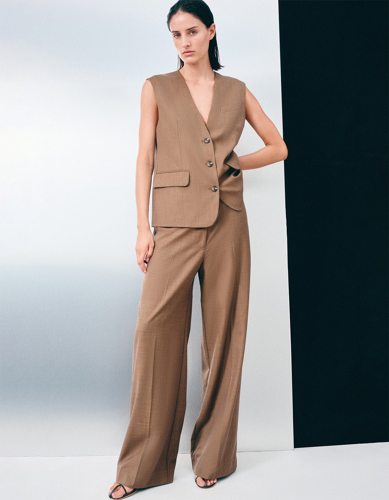 Asher Wide Leg Pant - Saddle