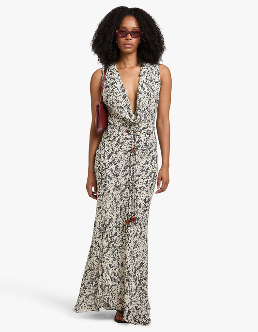 Ophelia Low Cowl Maxi Dress - Pavement Multi