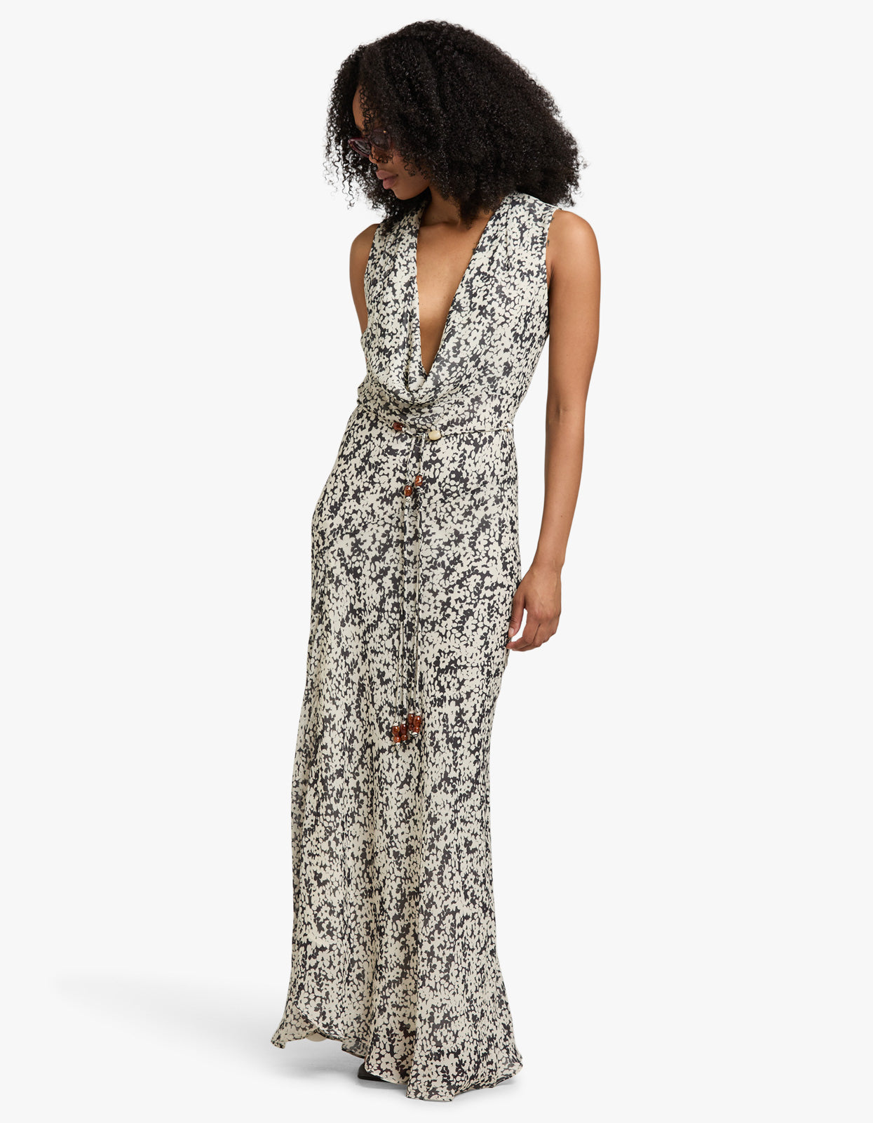 Ophelia Low Cowl Maxi Dress - Pavement Multi