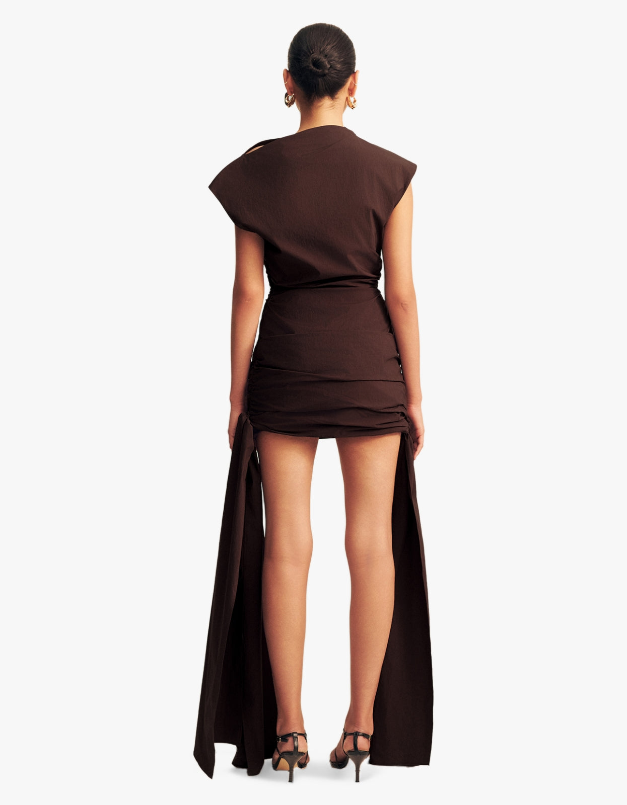 Campbell Draped Tie Mini Dress - Ristretto