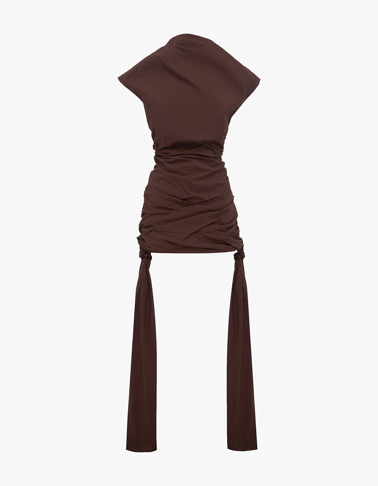 Campbell Draped Tie Mini Dress - Ristretto