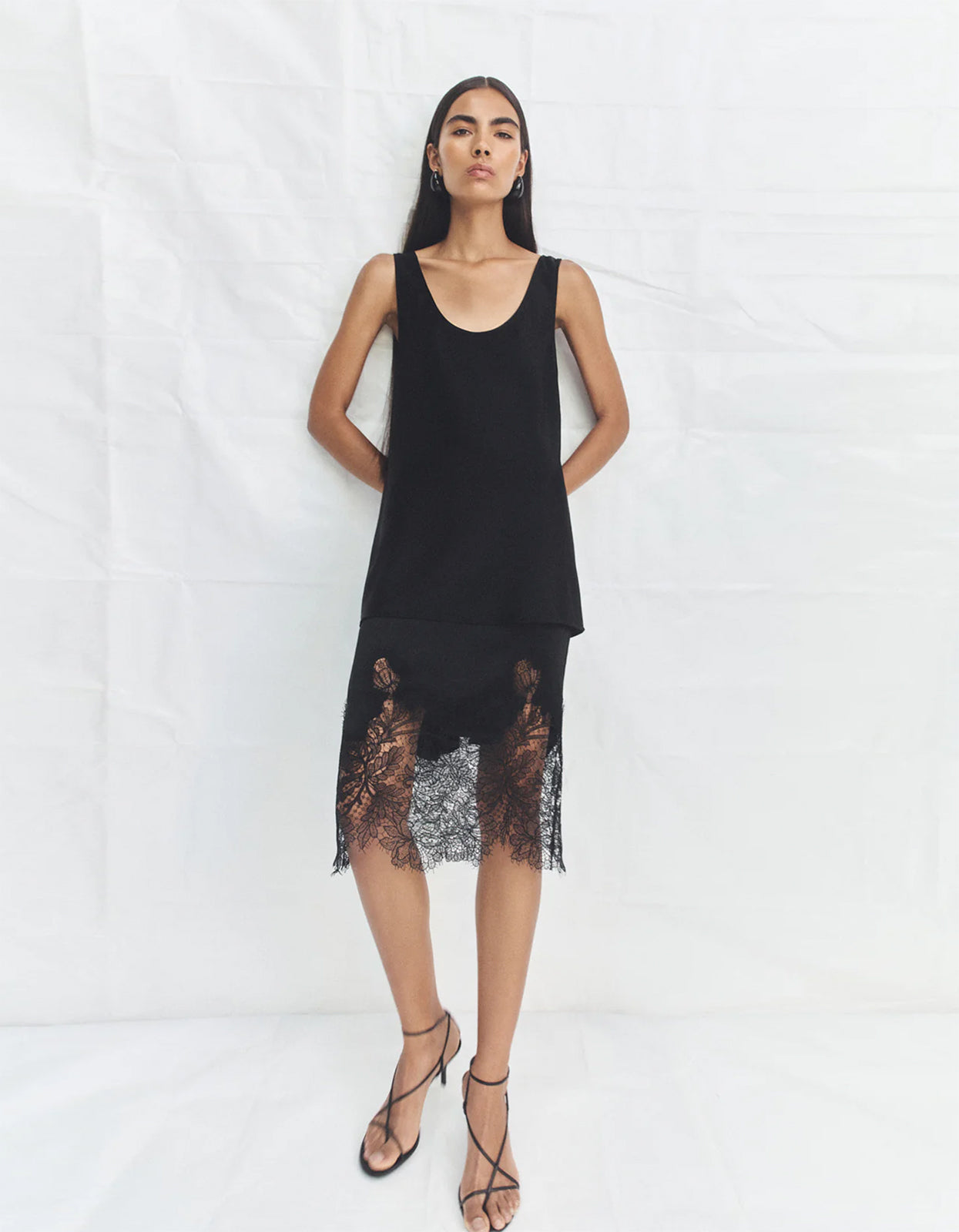 Lucia Lace Midi Skirt - Black