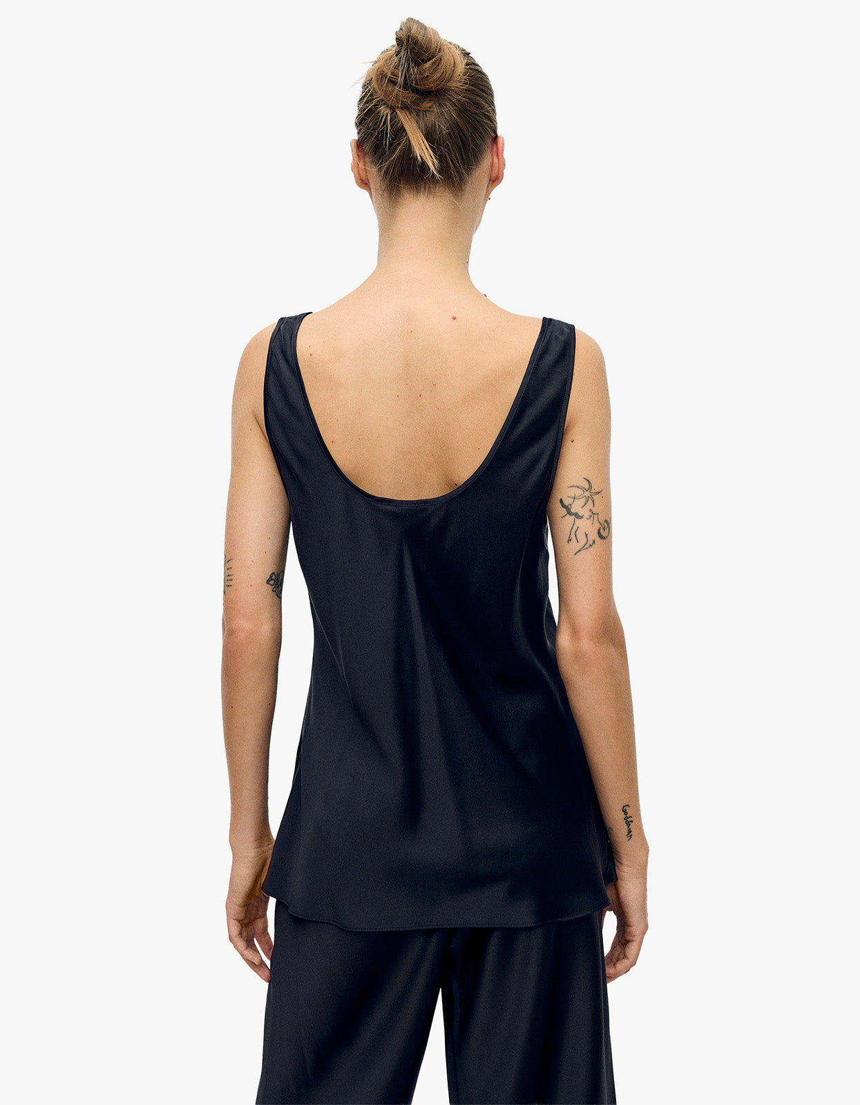 Scoop Neck Tank - Black Satin