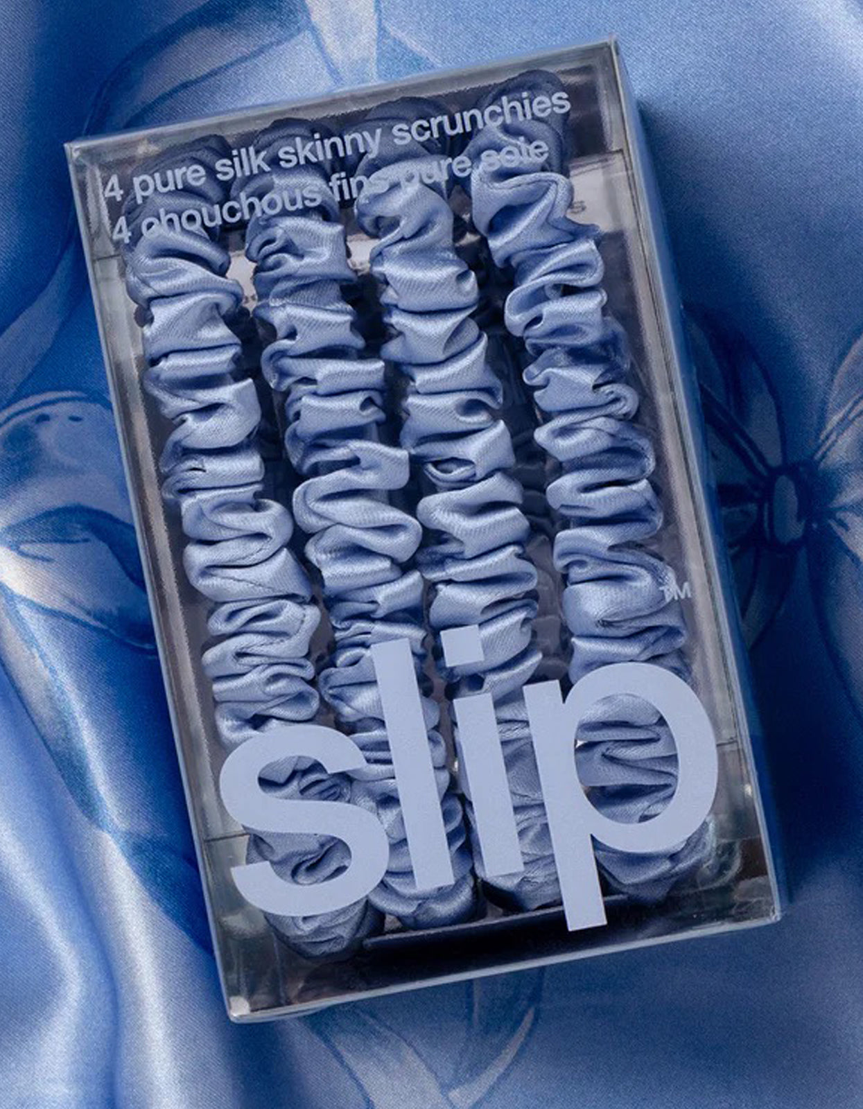 Silk Skinny Scrunchie Set - Cornflower