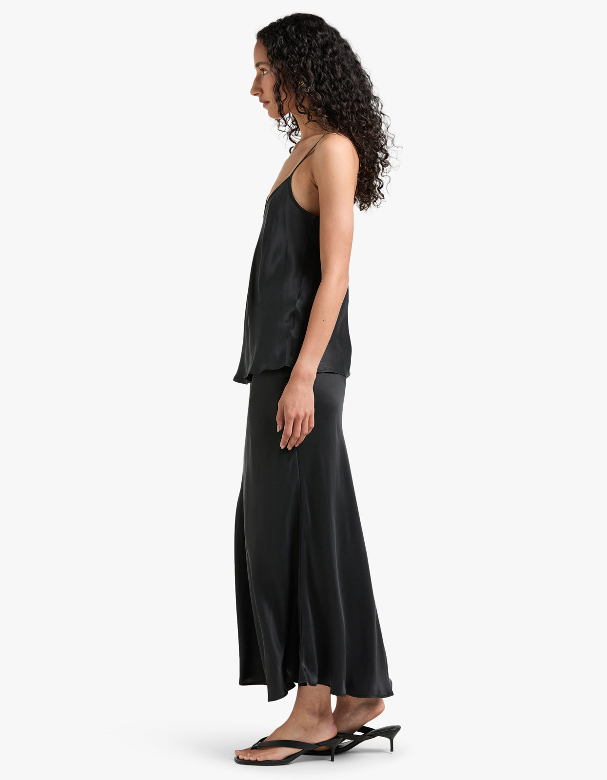 Long Bias Cut Skirt - Black