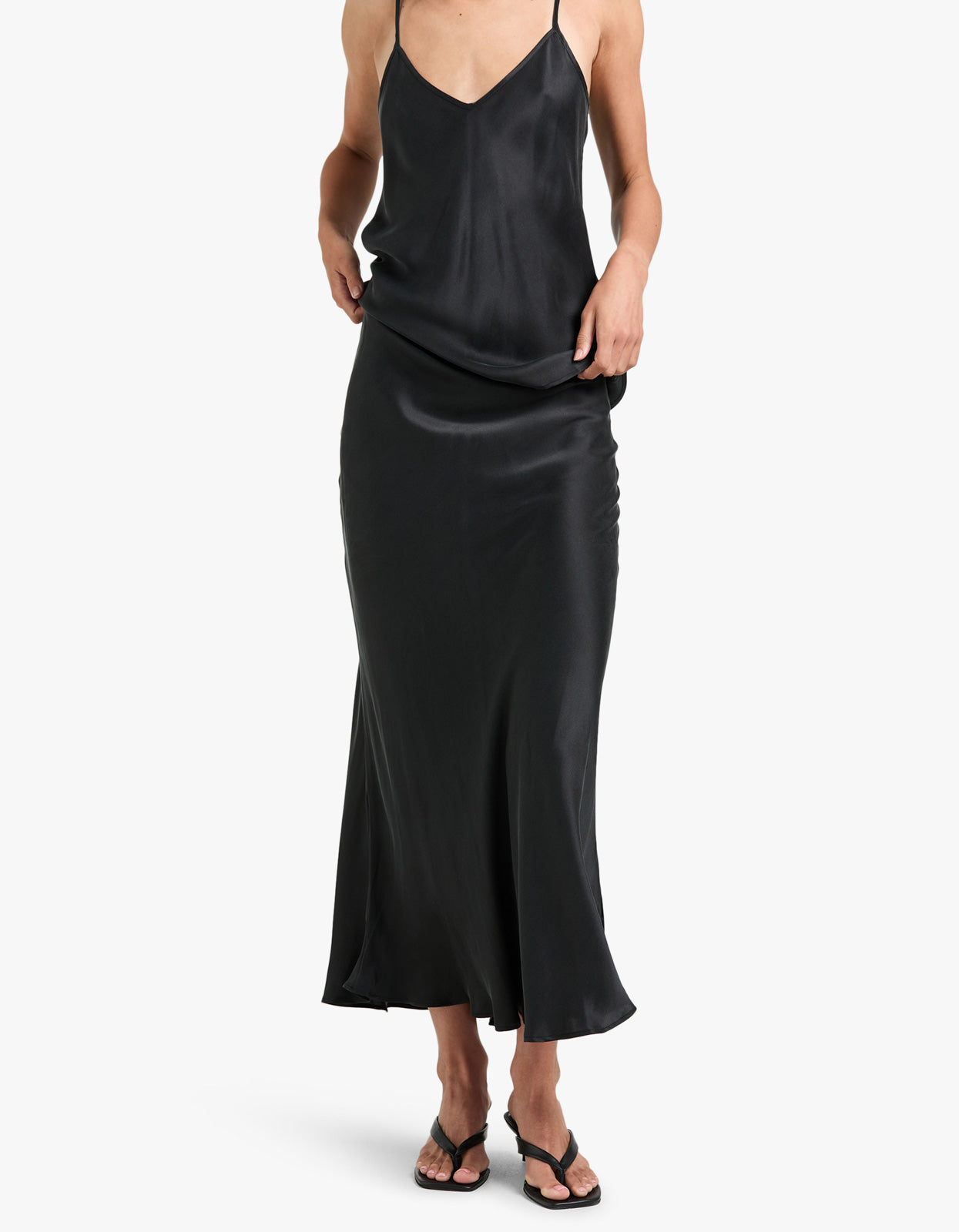 Long Bias Cut Skirt - Black