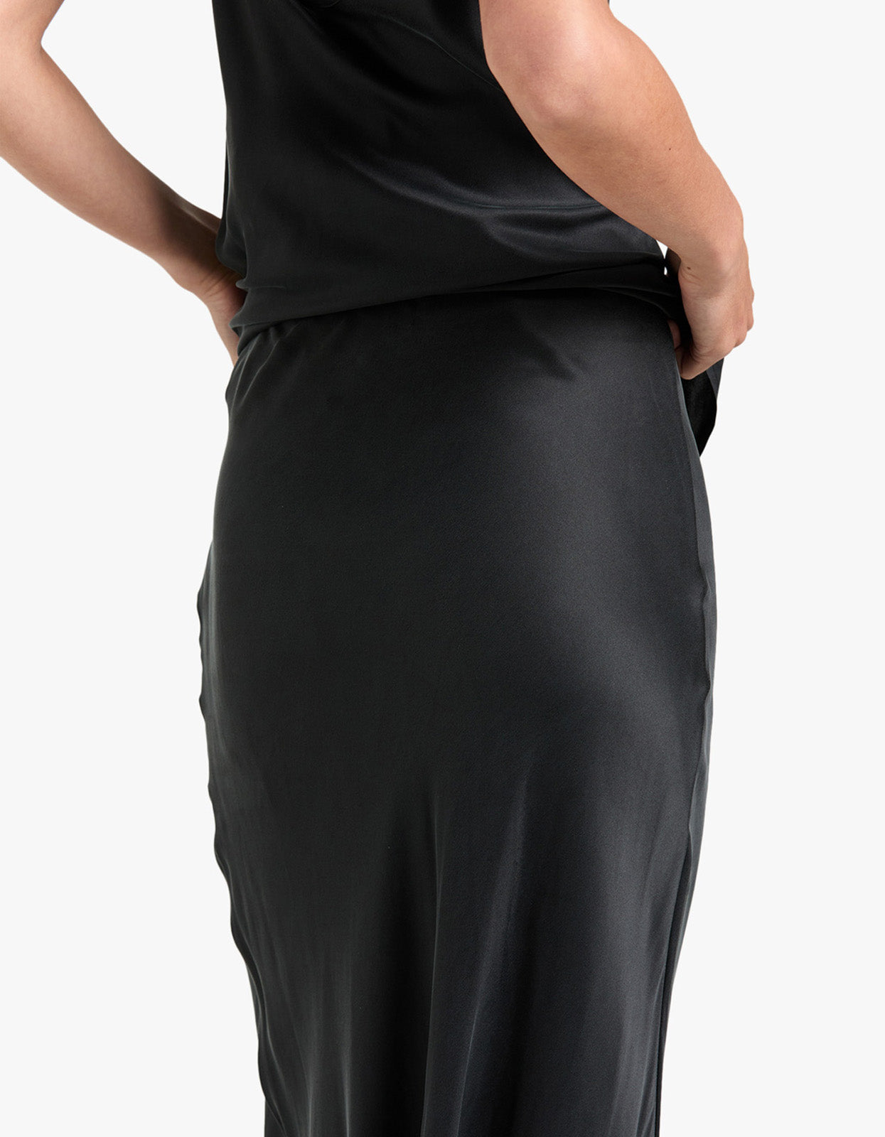 Long Bias Cut Skirt - Black