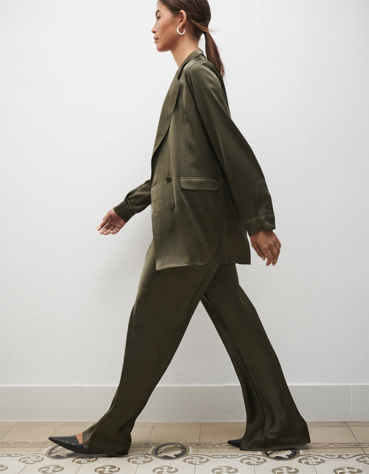 Bias Cut Pants - Pine