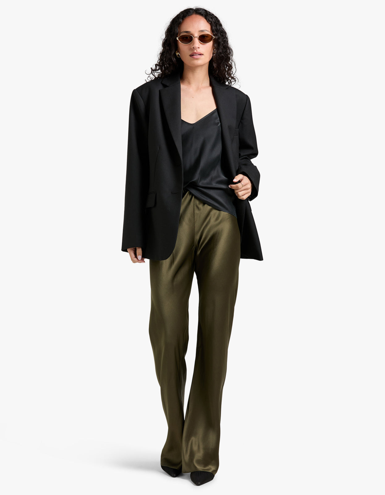 Bias Cut Pants - Pine