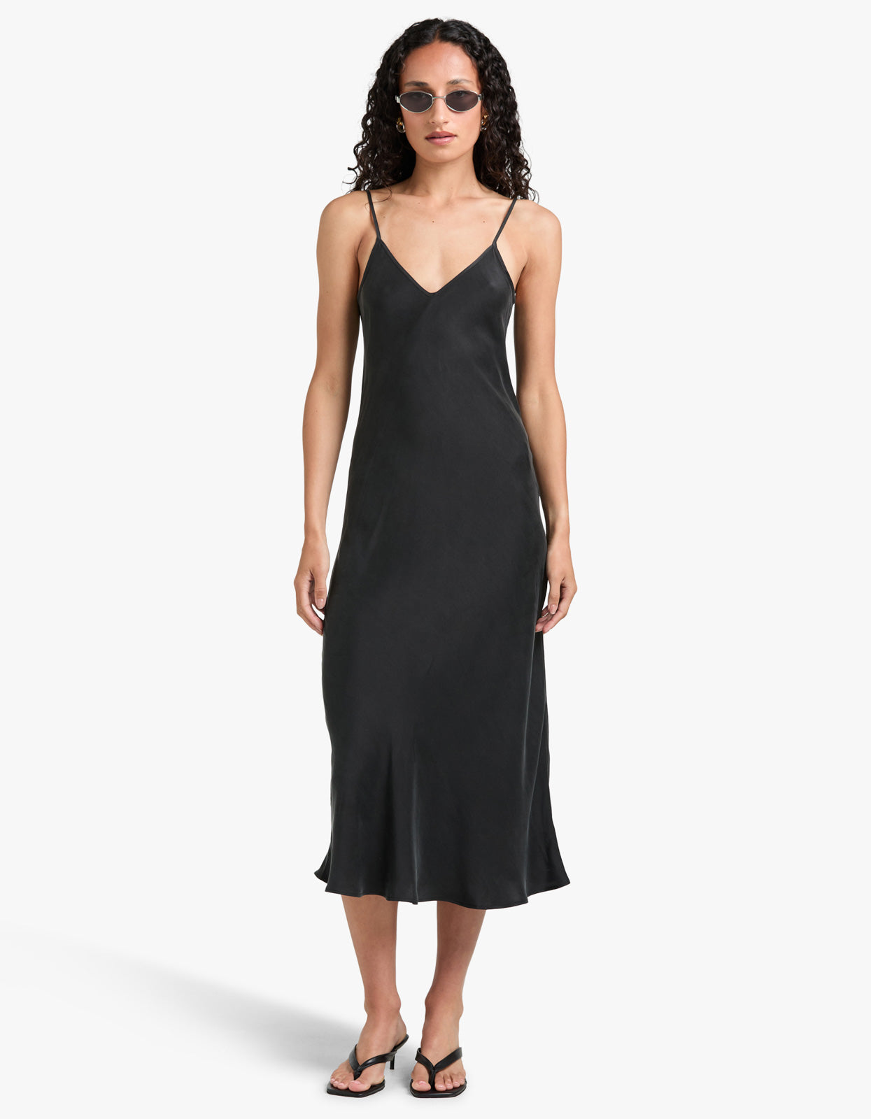 90s Silk Slip Dress - Black