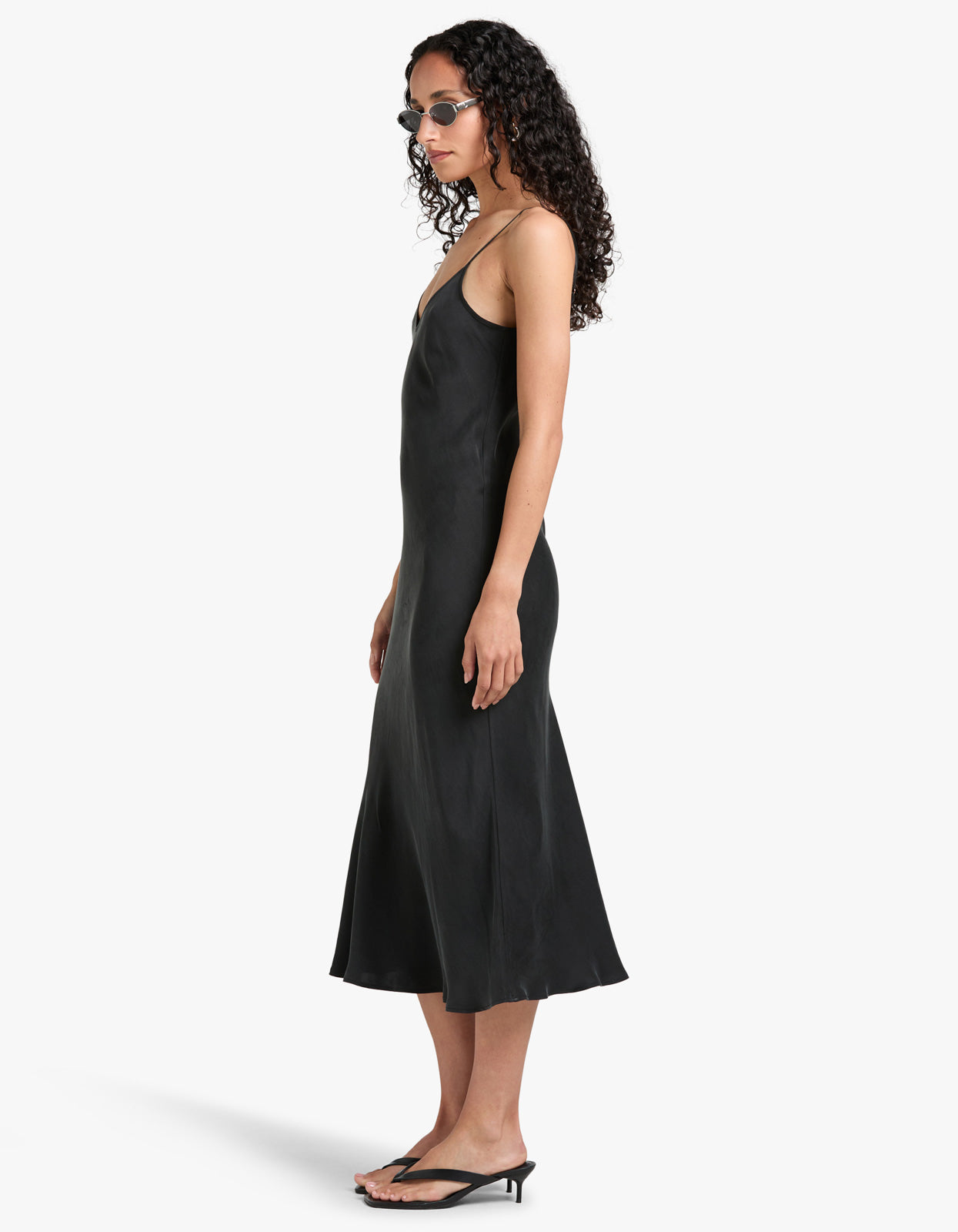 90s Silk Slip Dress - Black