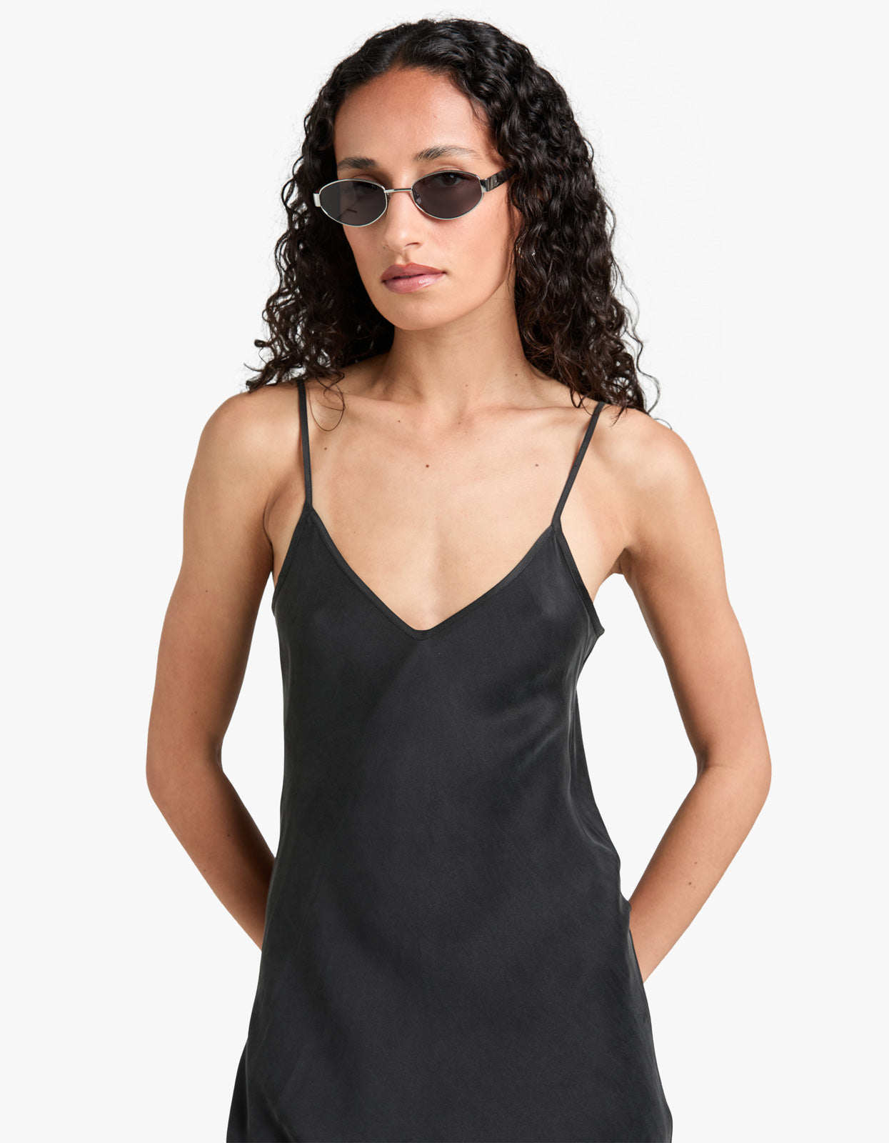 90s Silk Slip Dress - Black