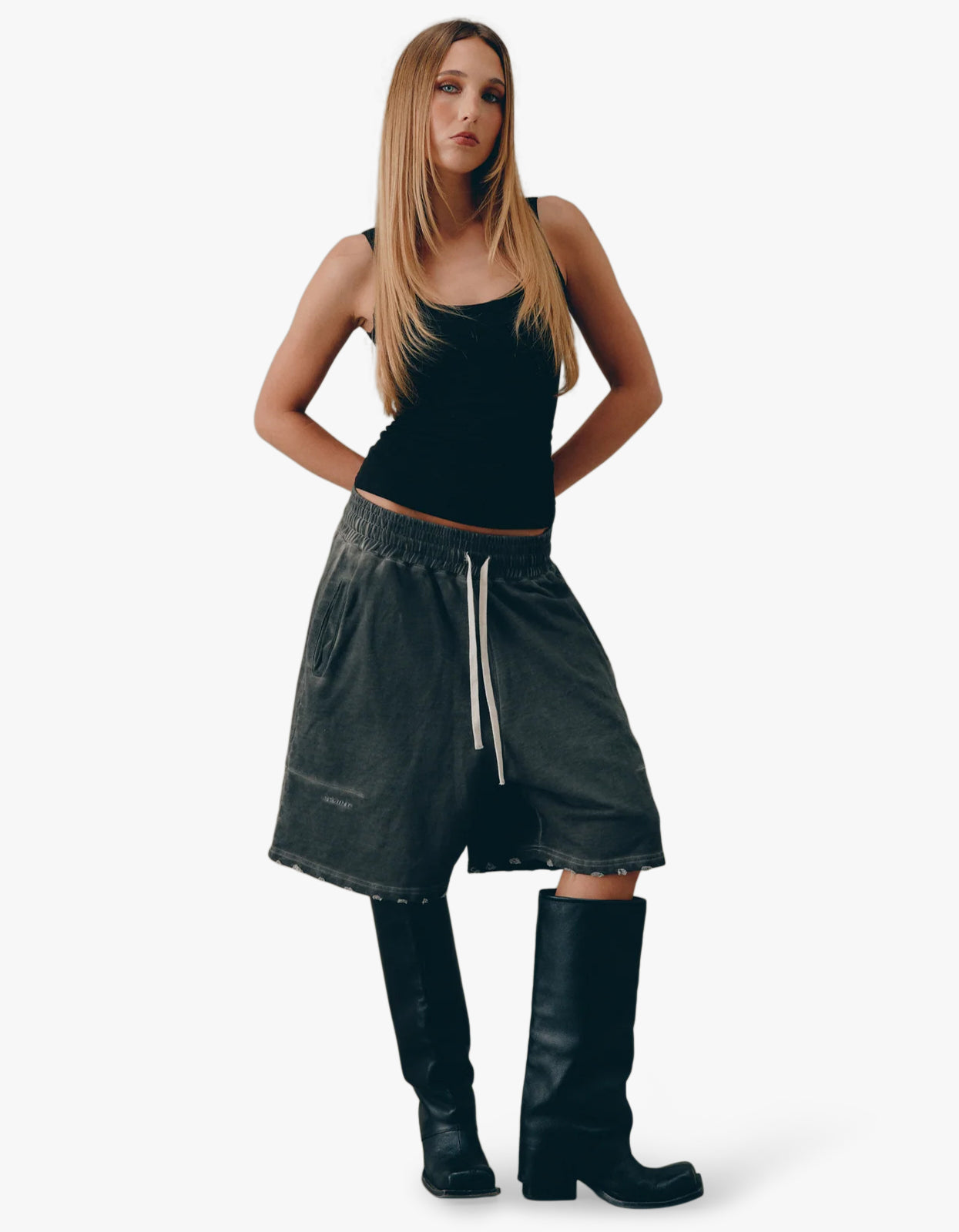 Unisex Distressed Lounge Shorts - Charcoal