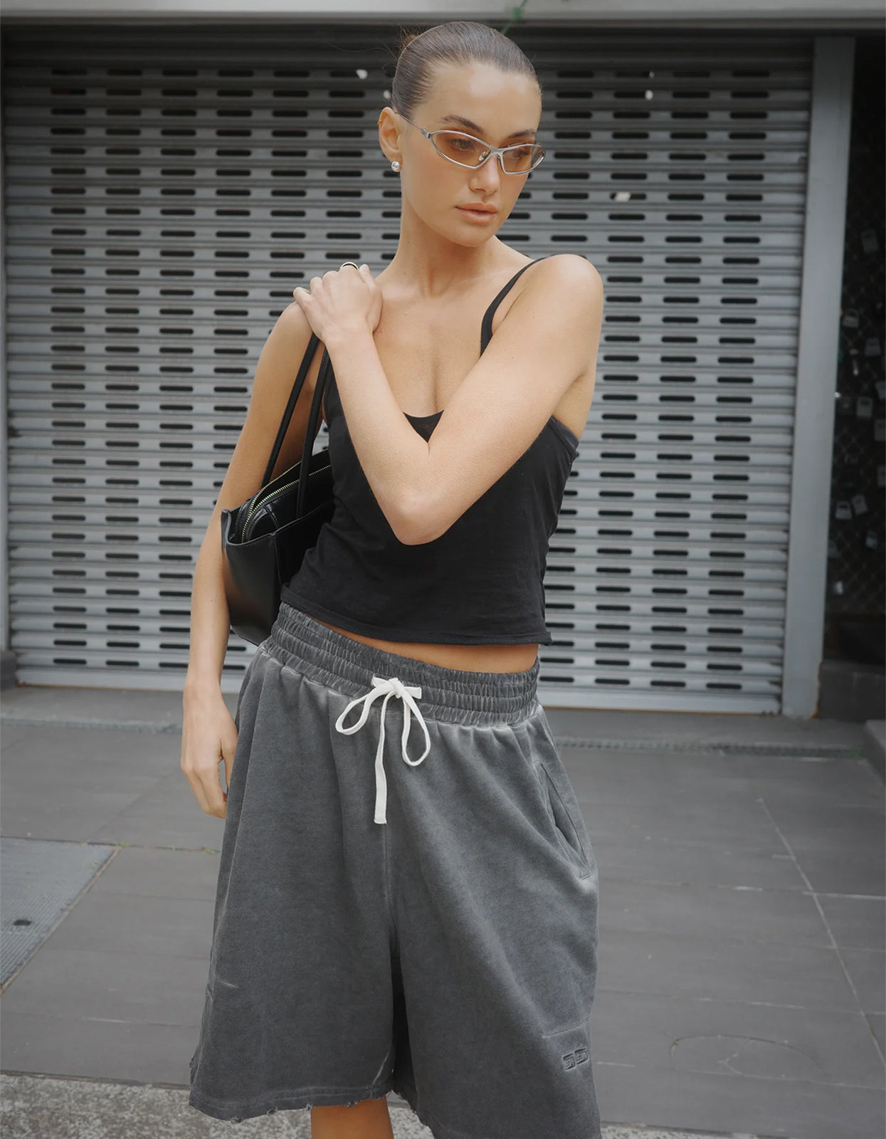 Unisex Distressed Lounge Shorts - Charcoal