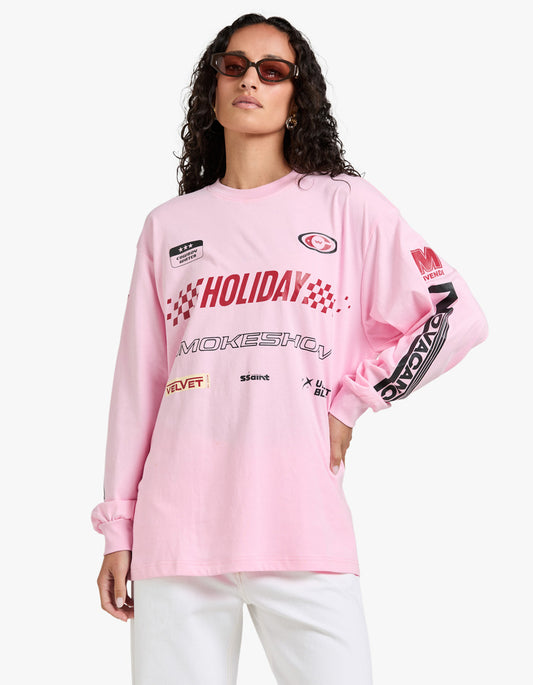 Signature Moto Tee Pink - Pink
