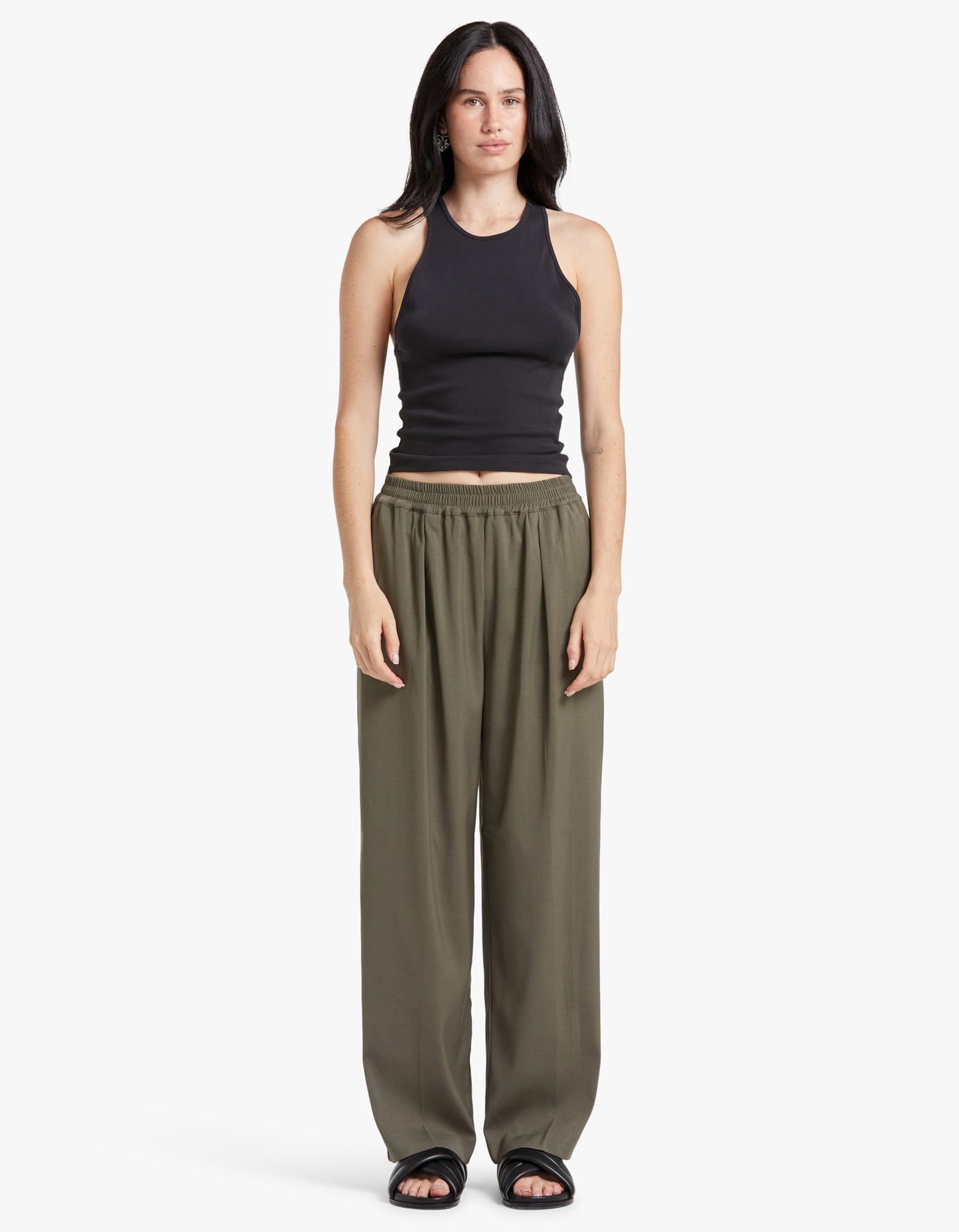 Samsoe and Samsoe Julia Trousers 14635 - Dusty Olive Womens - Bottoms - Pants and Leggings