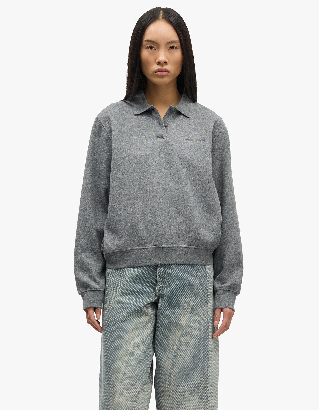 Sadory L/S Polo 15885 - Mid Grey Mel.