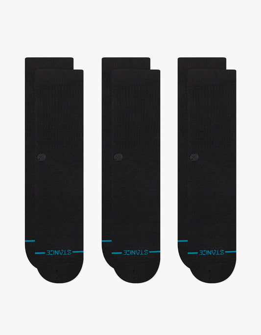 Icon Sock 3 Pack - Black/Black