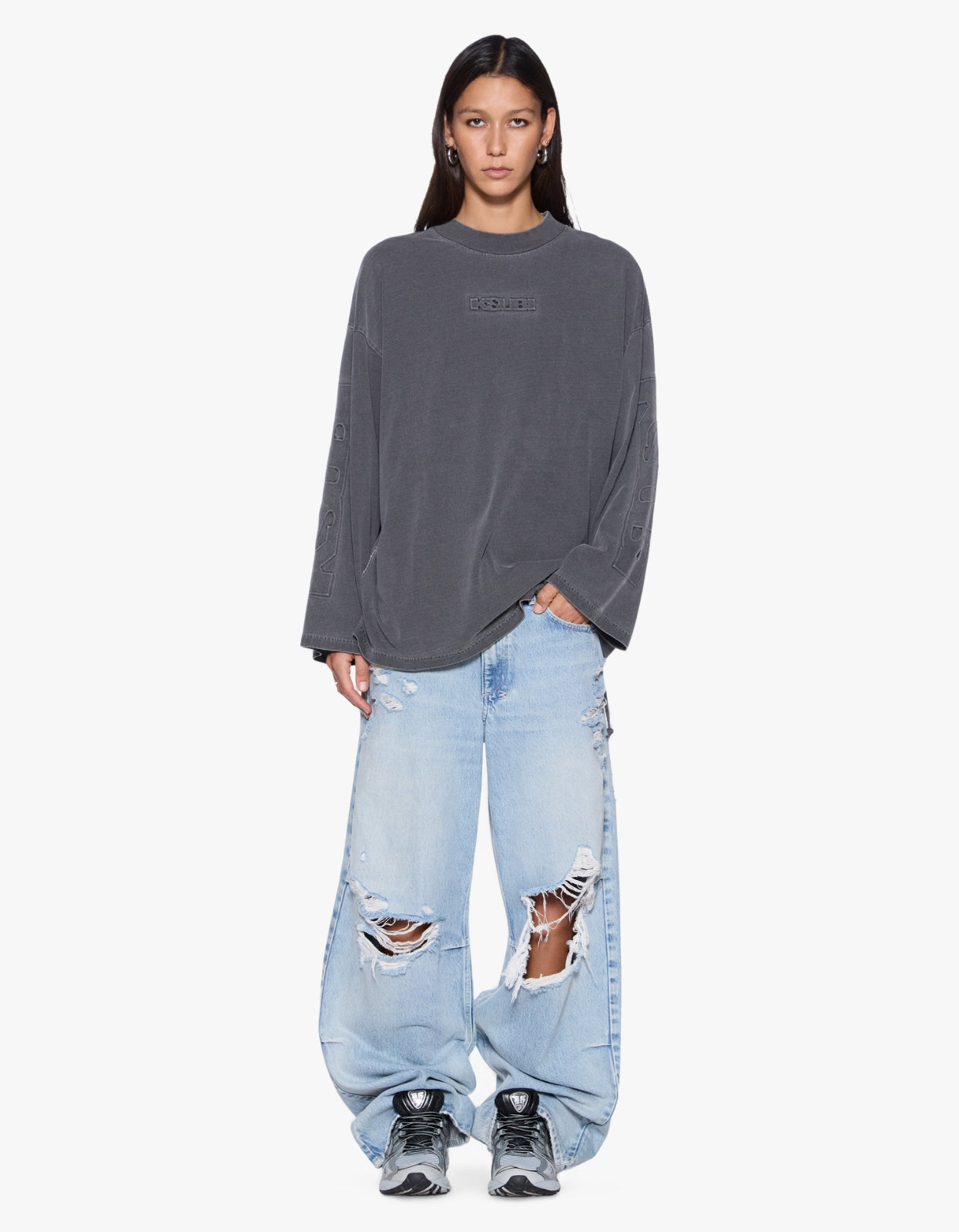 Sott Altar Boyfriend L/S Tee - Charcoal