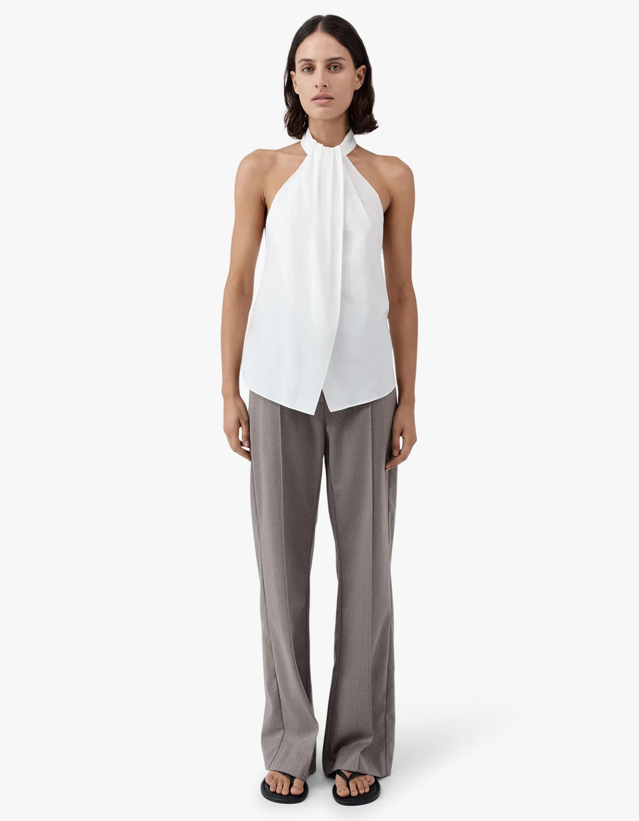 Oxford Halter Tie Back Top - White