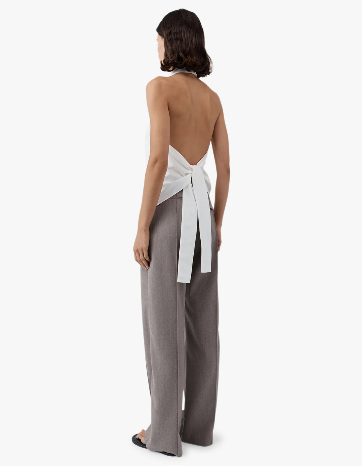 Oxford Halter Tie Back Top - White