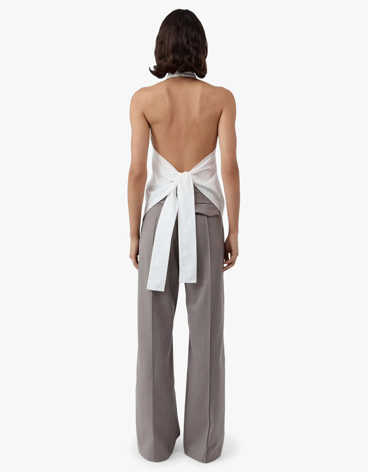 Oxford Halter Tie Back Top - White