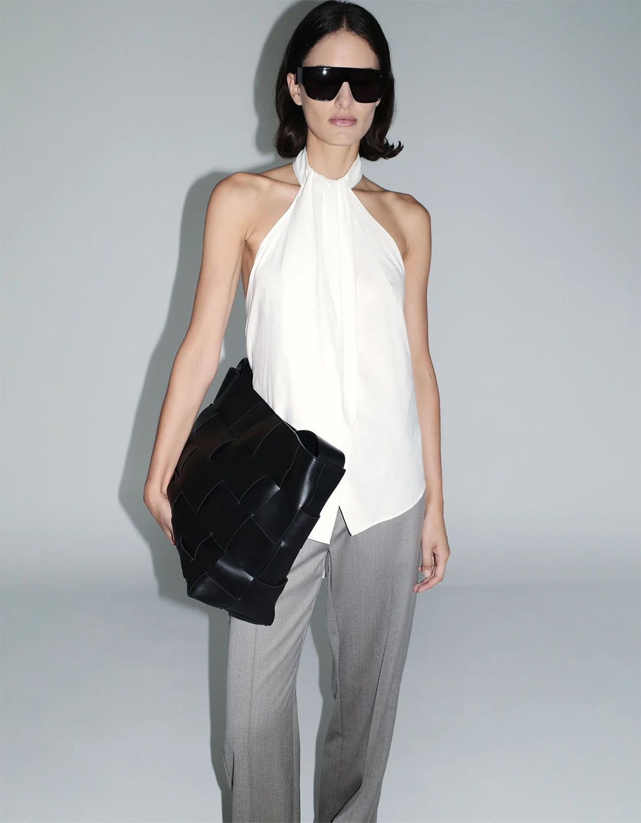 Oxford Halter Tie Back Top - White