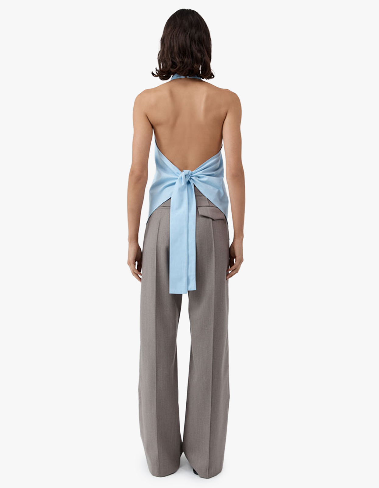 Oxford Halter Tie Back Top - Ciel Blue