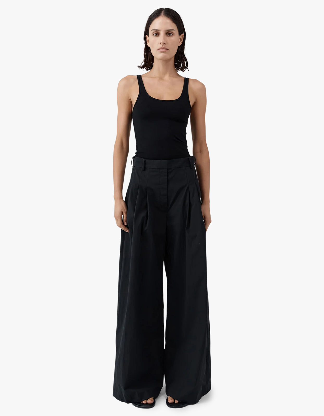 Soft Jersey Slim Scoop Tank - Jet Black