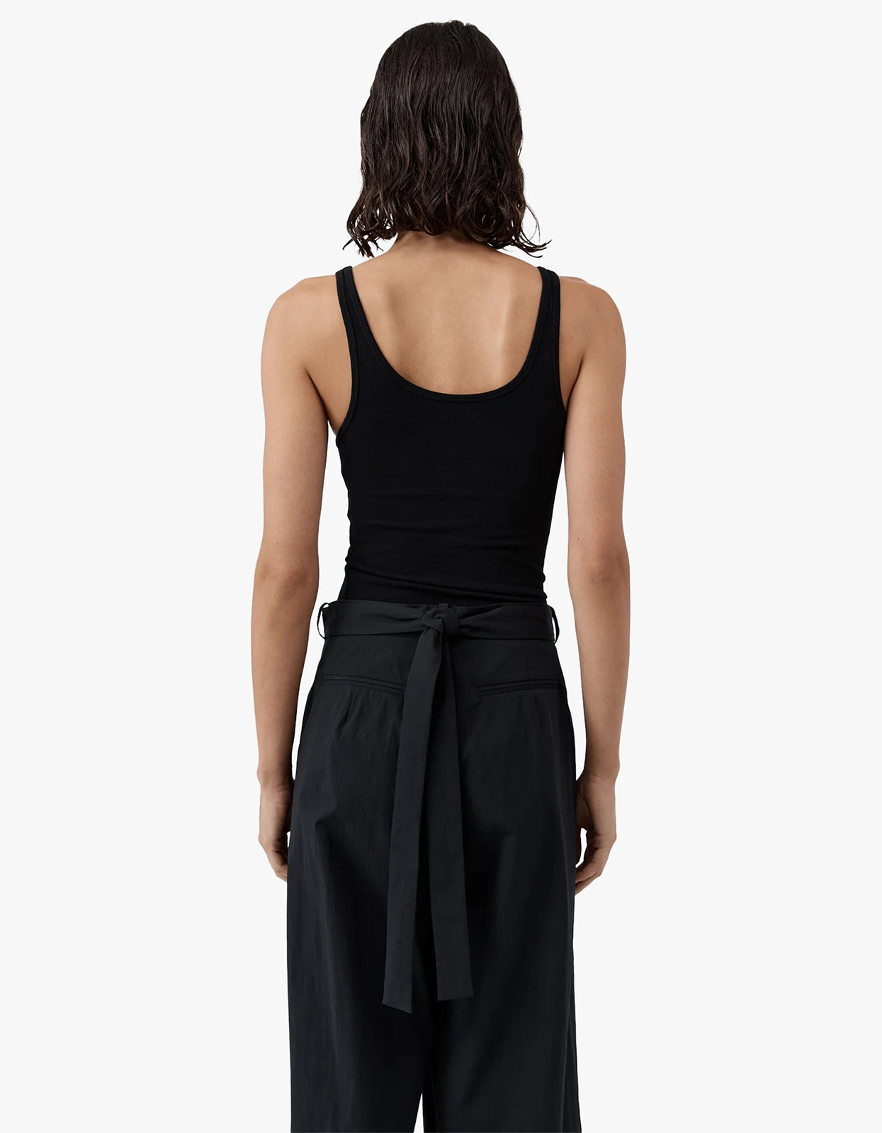 Soft Jersey Slim Scoop Tank - Jet Black