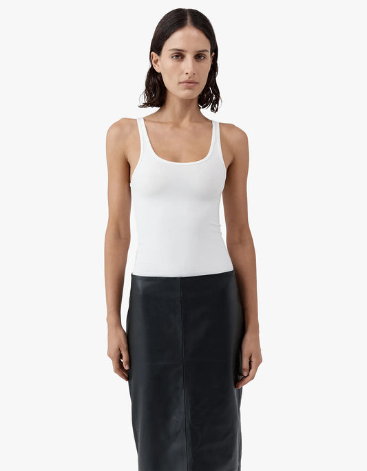 Soft Jersey Slim Scoop Tank - White