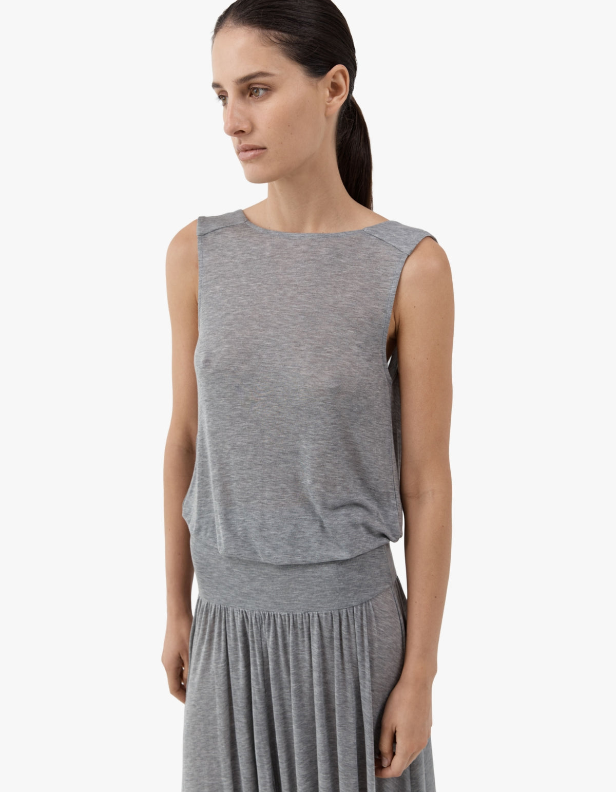 Tissue Jersey Top - Light Grey Melange