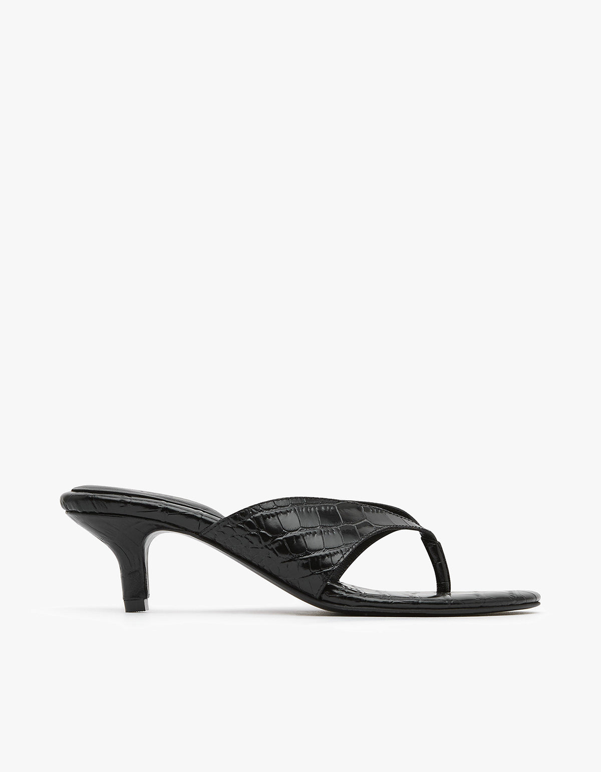 Everyday Thong Heel 50 - Croc Embossed Black