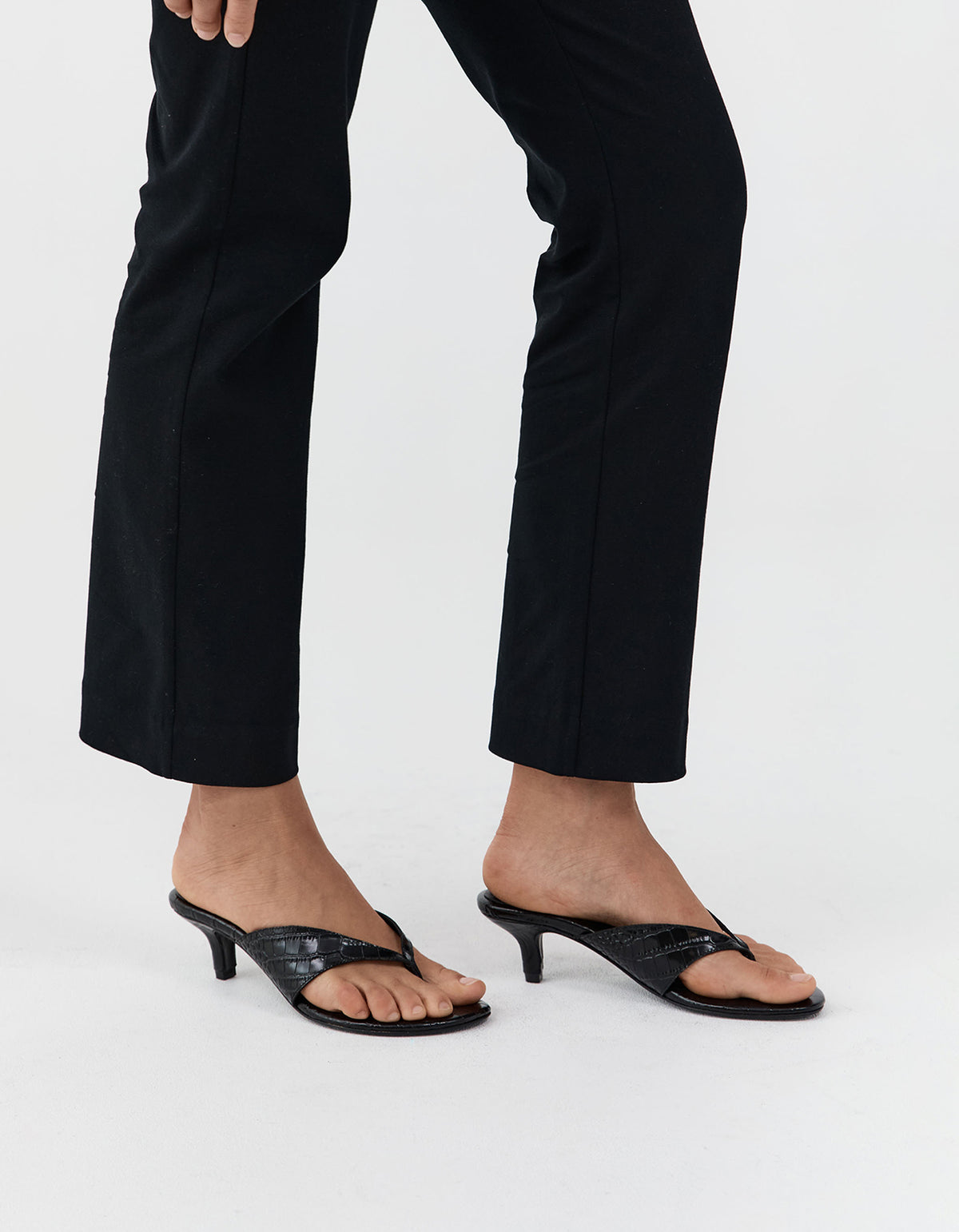 Everyday Thong Heel 50 - Croc Embossed Black