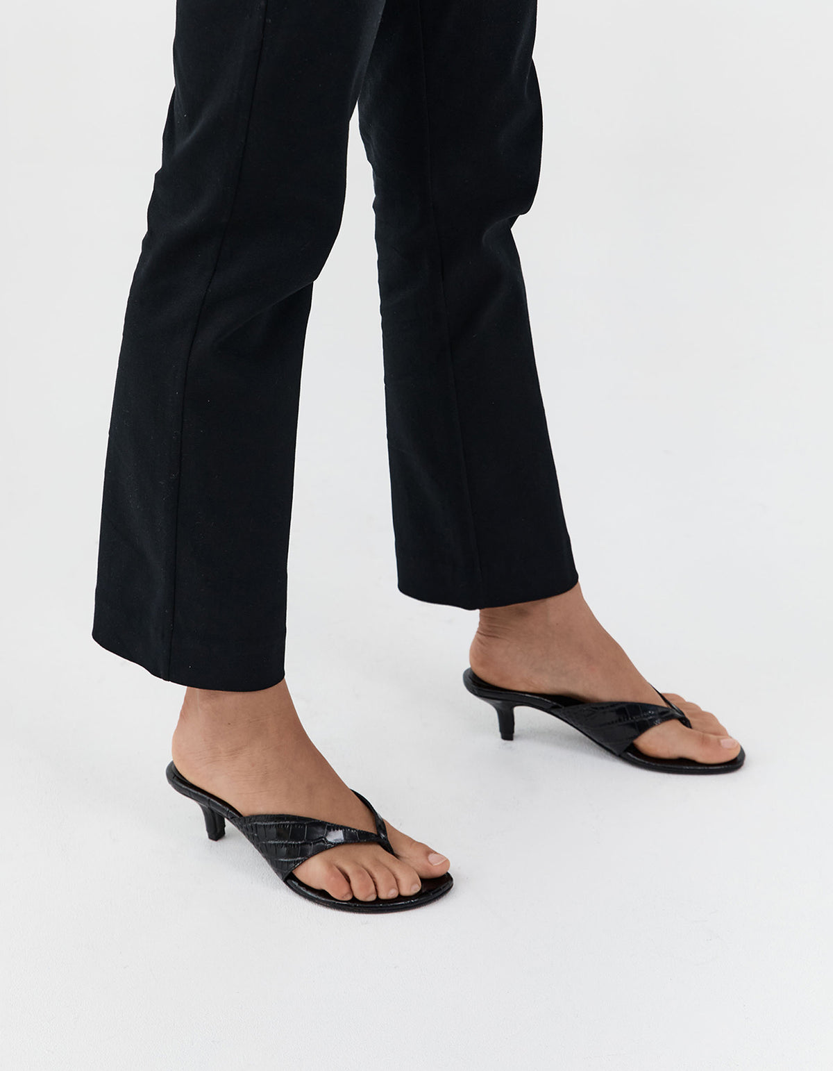 Everyday Thong Heel 50 - Croc Embossed Black