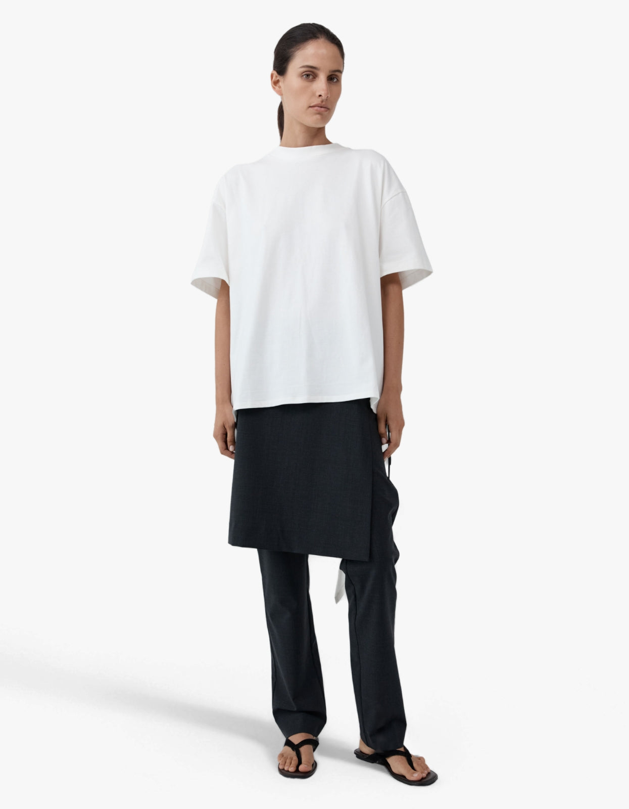 Cotton Jersey Split Back Tee - White