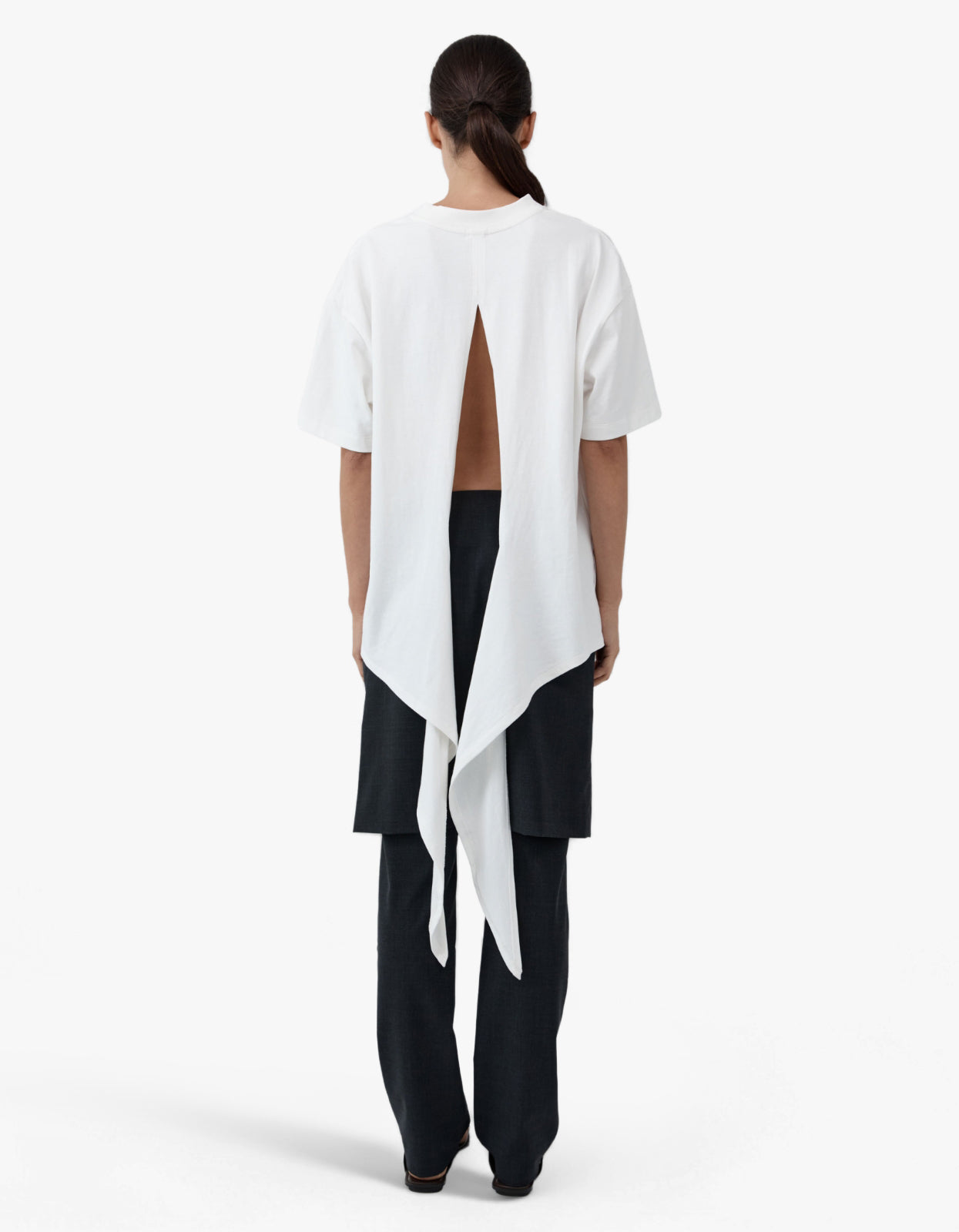 Cotton Jersey Split Back Tee - White