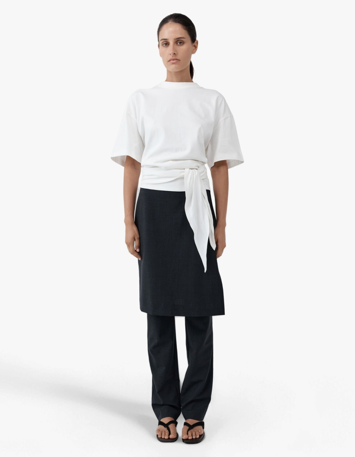 Cotton Jersey Split Back Tee - White