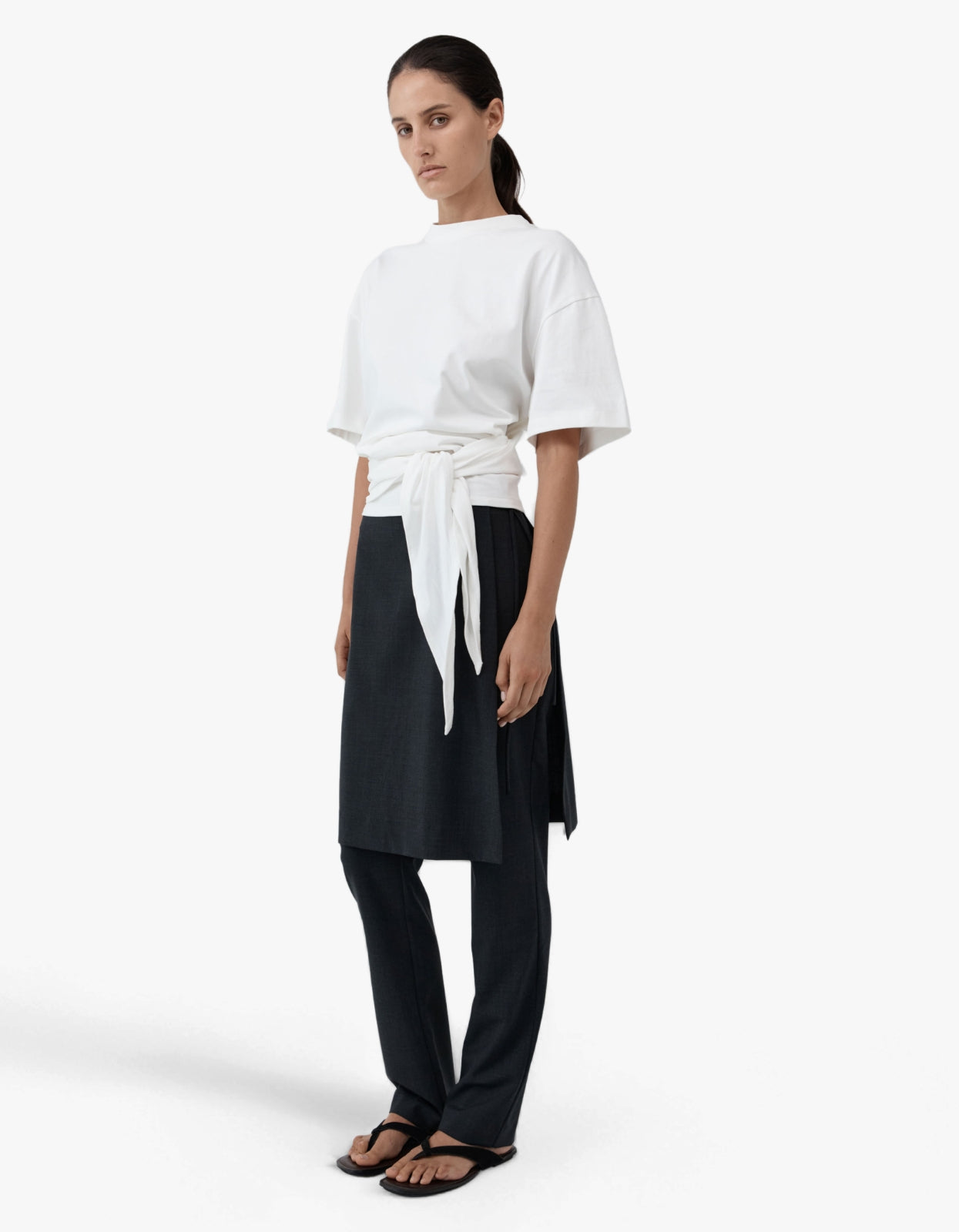 Cotton Jersey Split Back Tee - White
