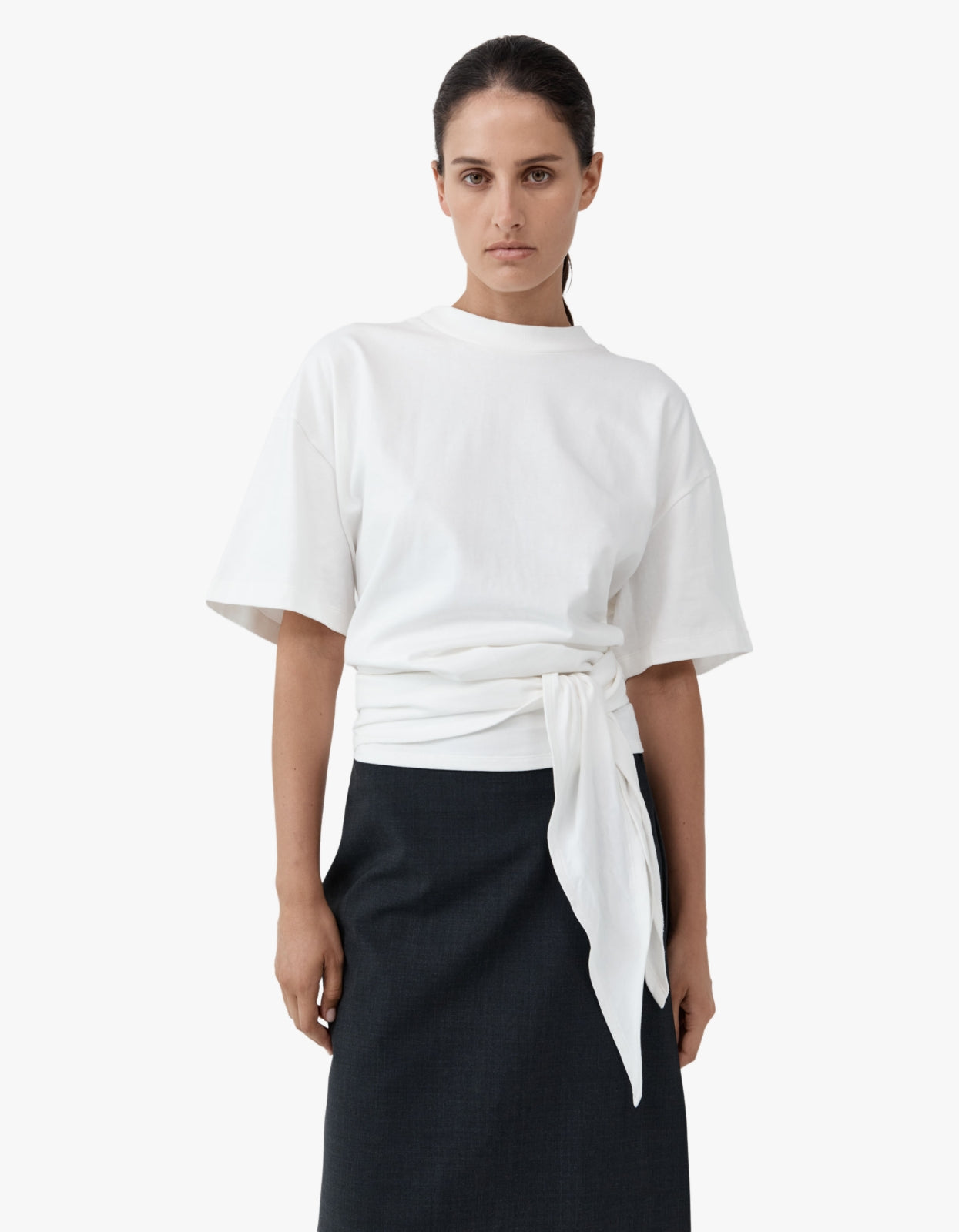 Cotton Jersey Split Back Tee - White