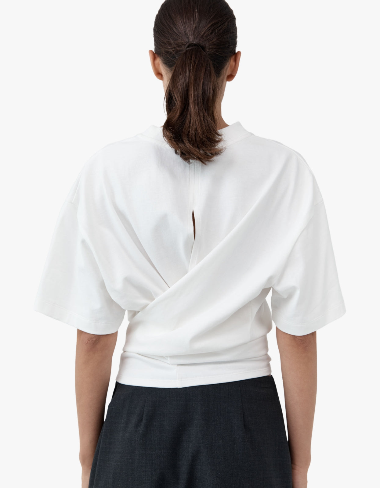 Cotton Jersey Split Back Tee - White